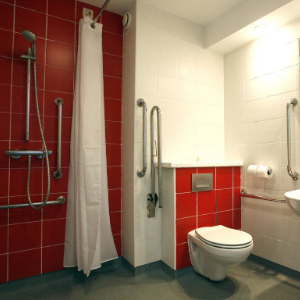 Accessible bathroom with accessible toilet