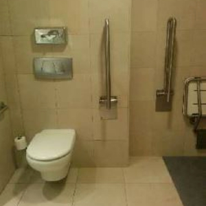 Accessible toilet in accessible bathroom