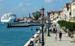 Cruise ship in port of Venice in Italy