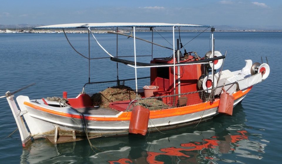 Traditional Small Fishing Boat near Katakolon Greece