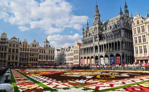 Brussels grand place covered in flower carpet