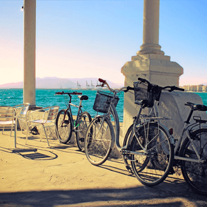 Malaga bikes and ocean view