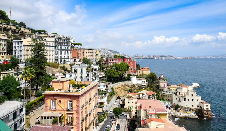 Naples Italy Coastline Colorful Houses