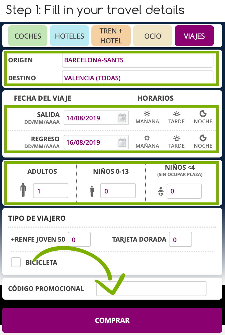 Step 1 buying your own Renfe Tickets