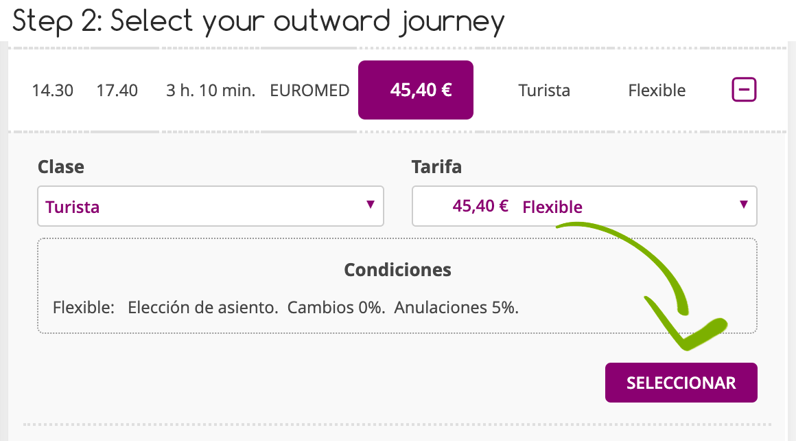 Step 2 buying your own Renfe Tickets