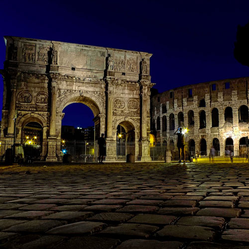 Rome Lazzio and the Colosseum at night