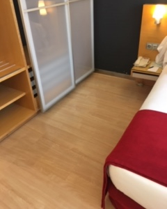 space between bed and closet