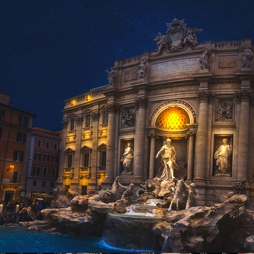 Trevi fountain Rome at night