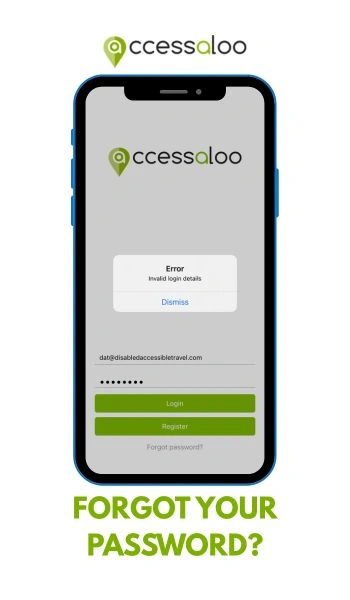 Accessaloo Wrong PW Error of invalid password on accessaloo app