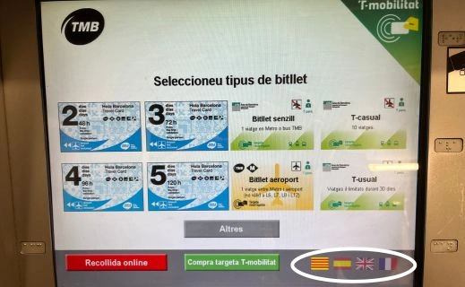 changing the language on a metro ticket vending machine
