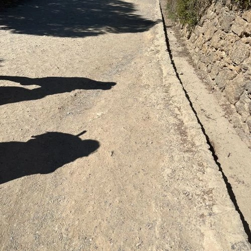 compacted gravel path with some larger stones compacted gravel path with some larger stones