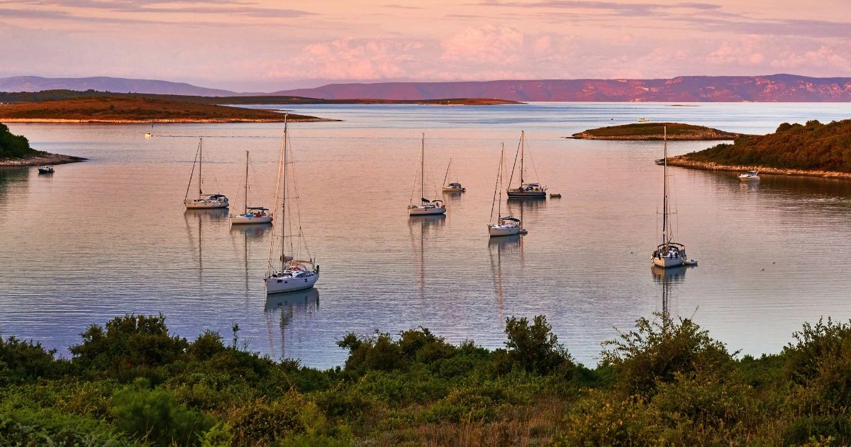 Croatia coast with sail boats