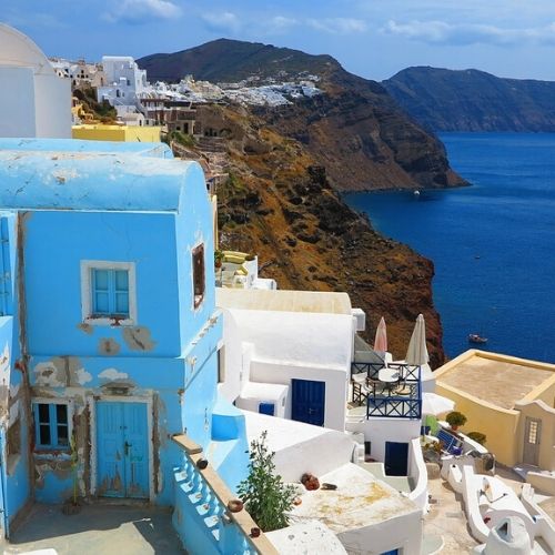 greece buildings and water