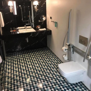 accessible bathroom with sink and toilet