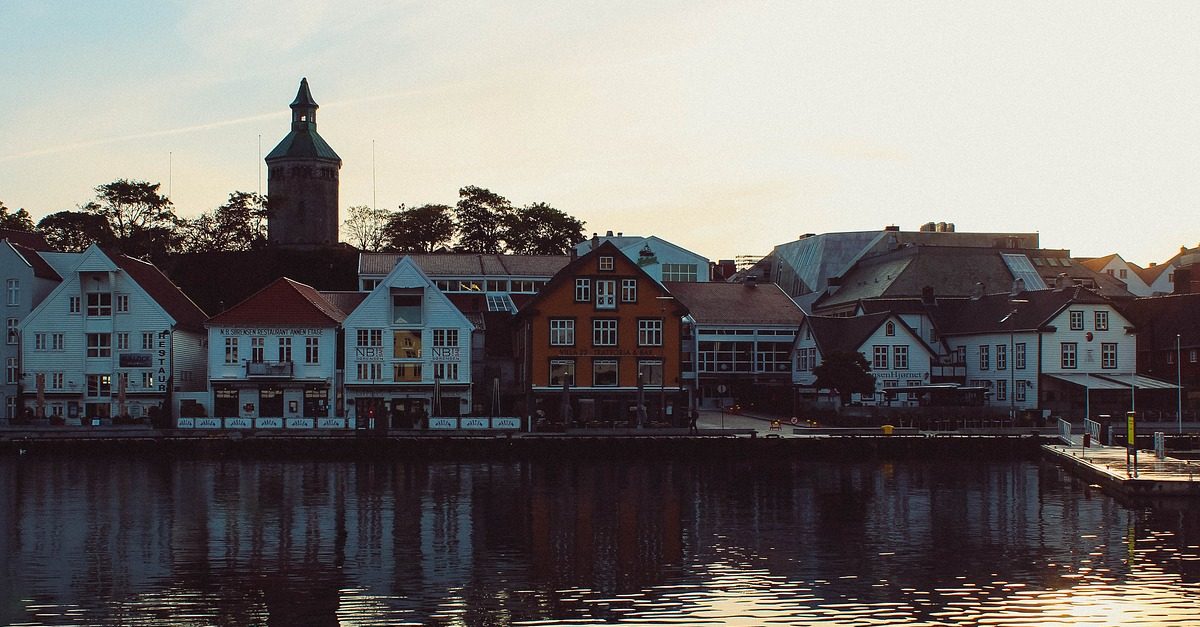 Waterway Idyllic Houses Stavanger City Norway