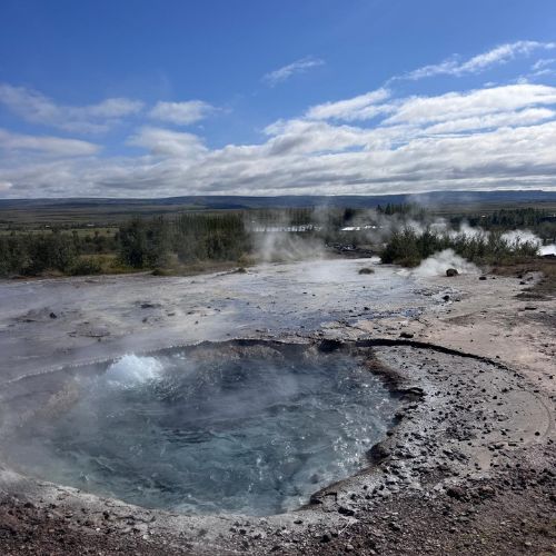 Steaming geothermal pool in Iceland
