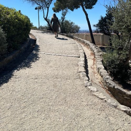 steep slope up on compacted gravel path steep slope up on compacted gravel path