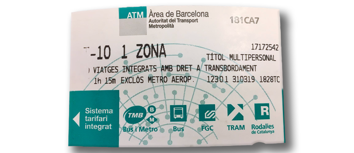 t10 ticket Barcelona metro